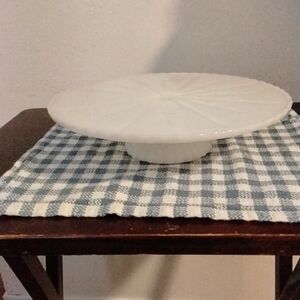 1950s Vtg. Anchor Hocking Starburst White Cake Stand